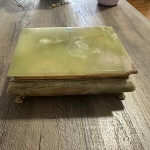 Vintage Green Italian Onyx Jewelry / Trinket Box